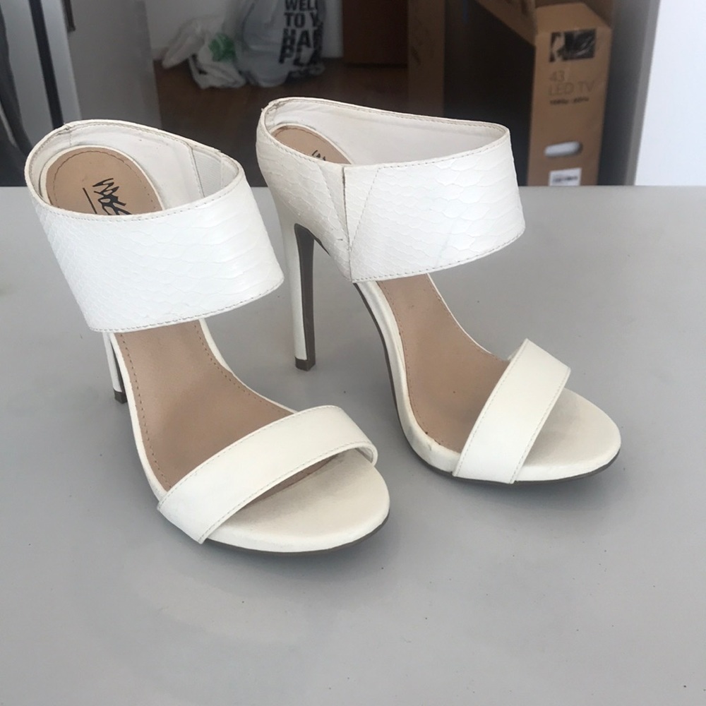 White backless heels